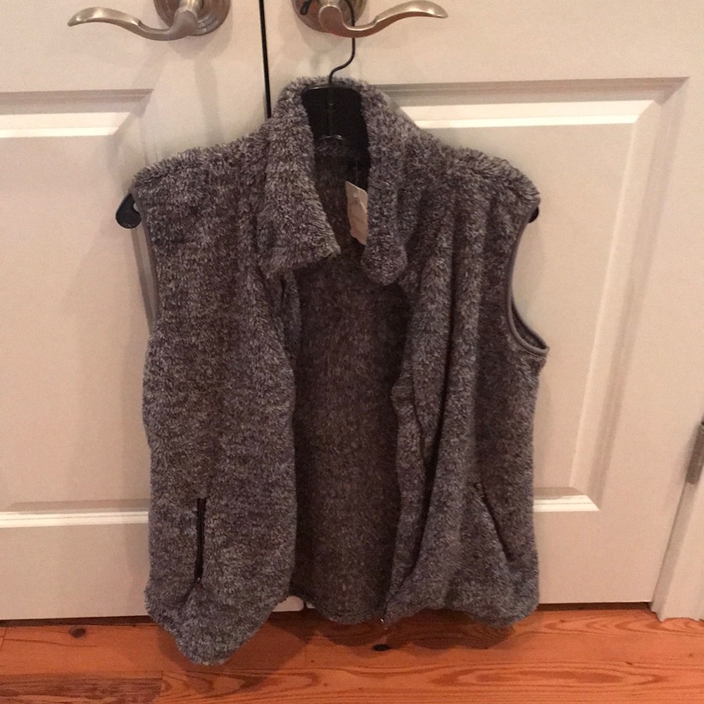 Grey extra furry vest